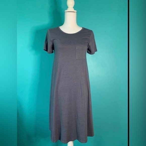LuLaRoe Dresses & Skirts - LuLaRoe Dress Womens Extra Small Tee Shirt Dress XS Short Sleeve Pocket Grey